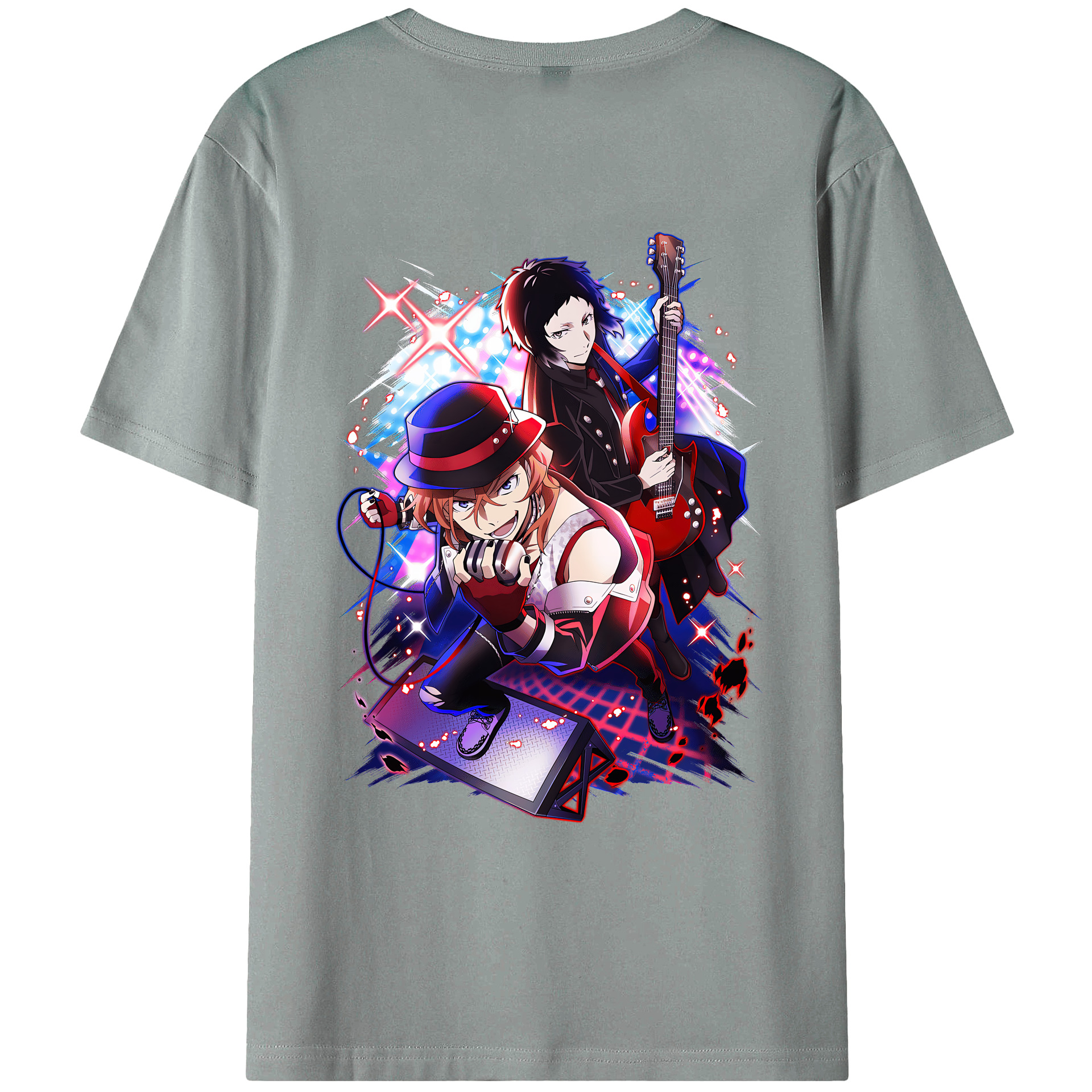 （画像用） 文豪ストレイドッグス Bungo Stray Dogs 綿100％ メンズ半袖Tシャツ（バックプリント） 通気性